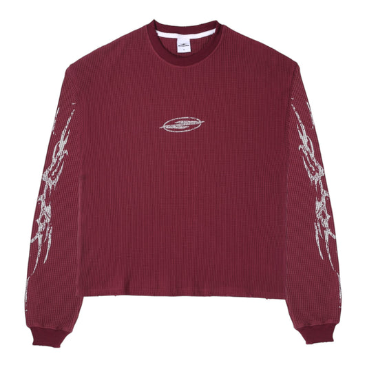 No Feelings Maroon Flame Thermal Long Sleeve