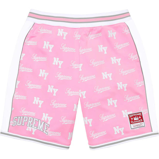 Supreme Mitchell & Ness Pink Monogram Basketball Shorts
