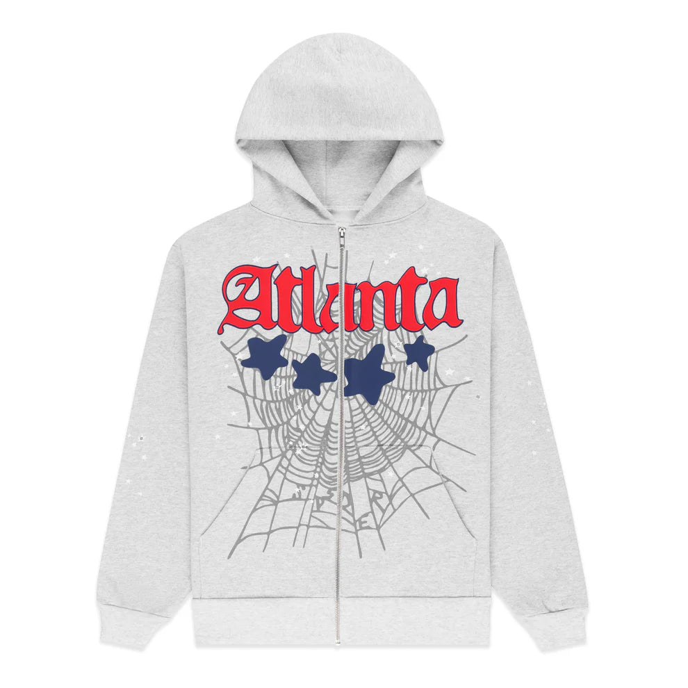 Sp5der Heather Grey Atlanta Zip Hoodie