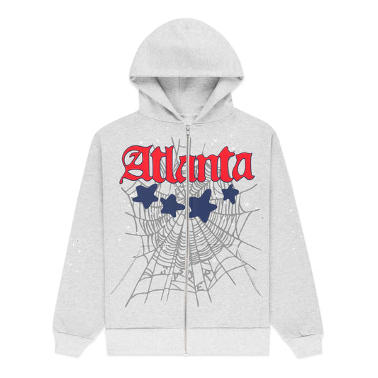 Sp5der Heather Grey Atlanta Zip Hoodie