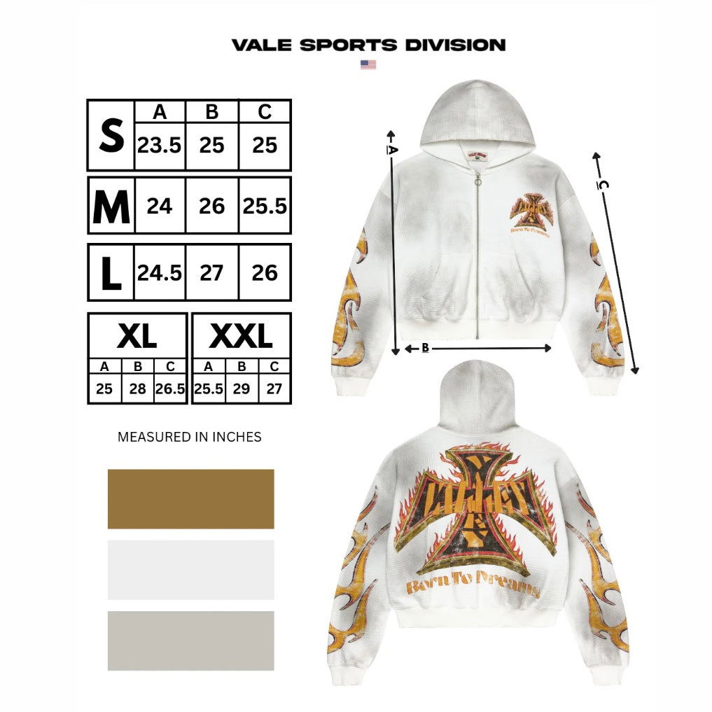 Vale White Reborn Waffle Zip Hoodie