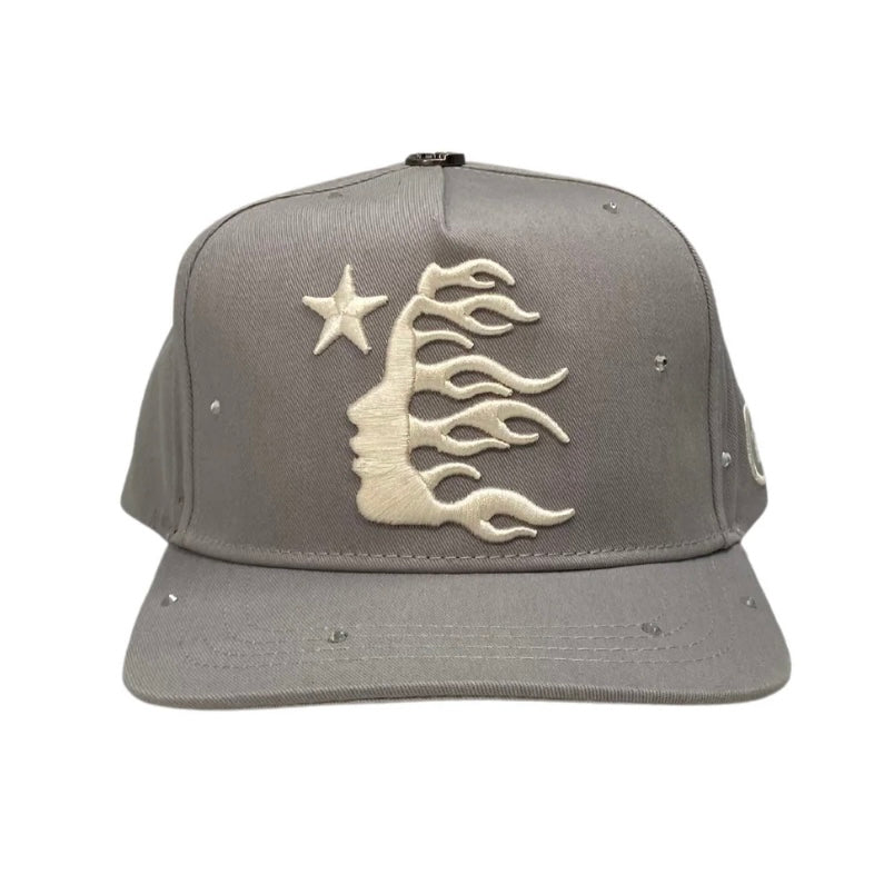 Hellstar Grey OG Logo Rhinestone Snapback Hat