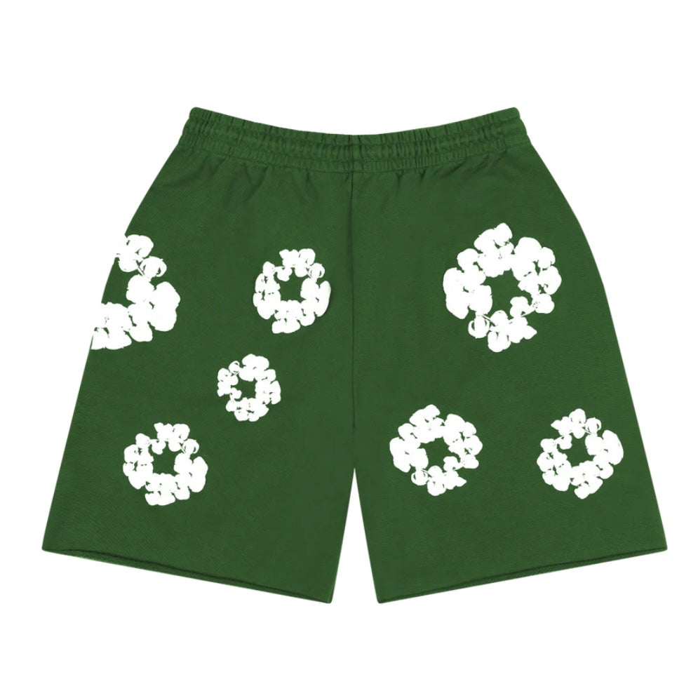 Denim Tears Green Cotton Wreath Shorts
