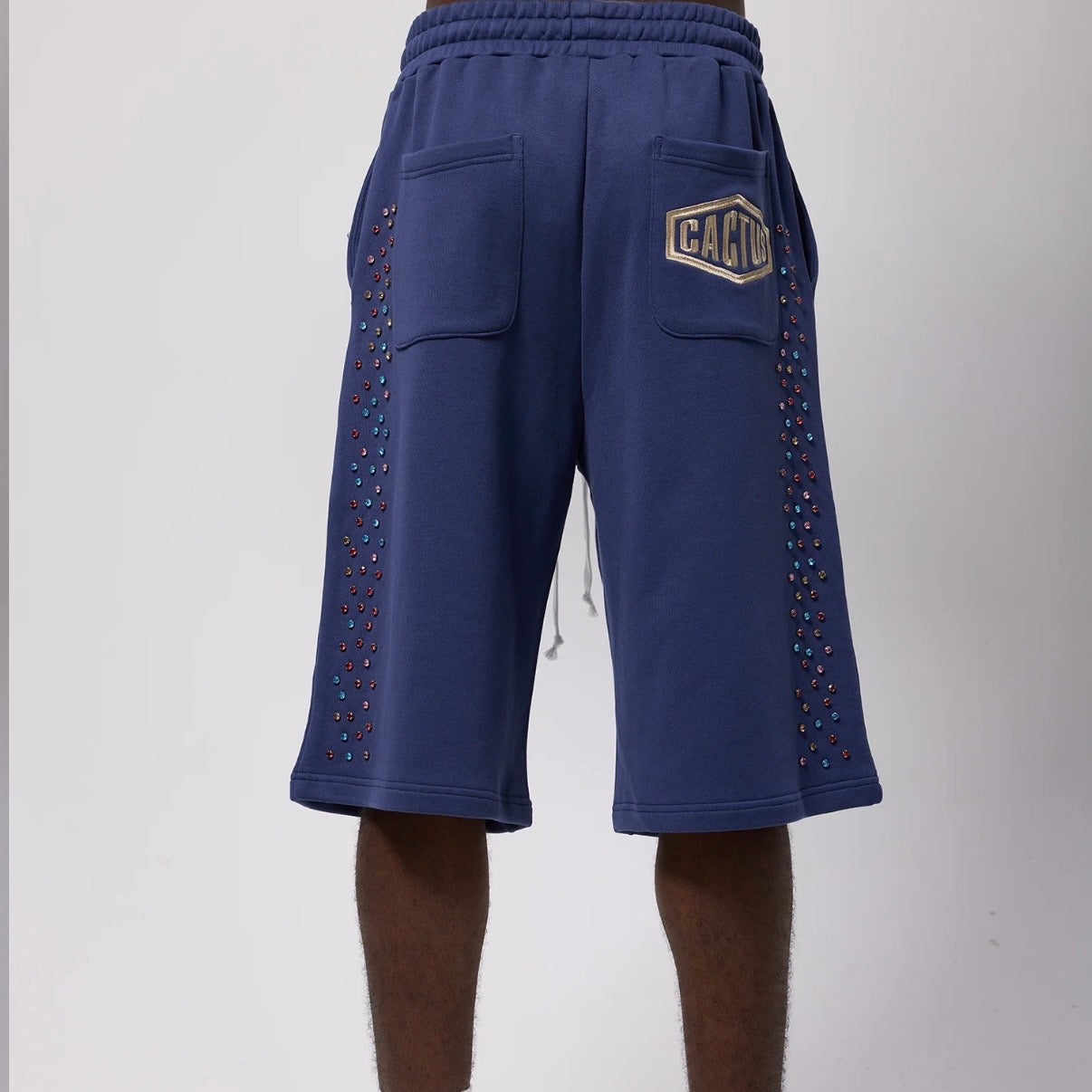 AZVA Navy Crystal Cactus Shorts