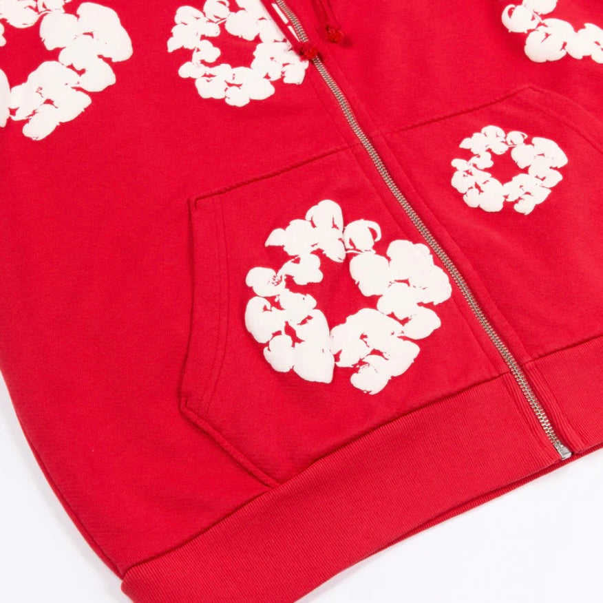 Denim Tears Red Cotton Wreath Zip Hoodie