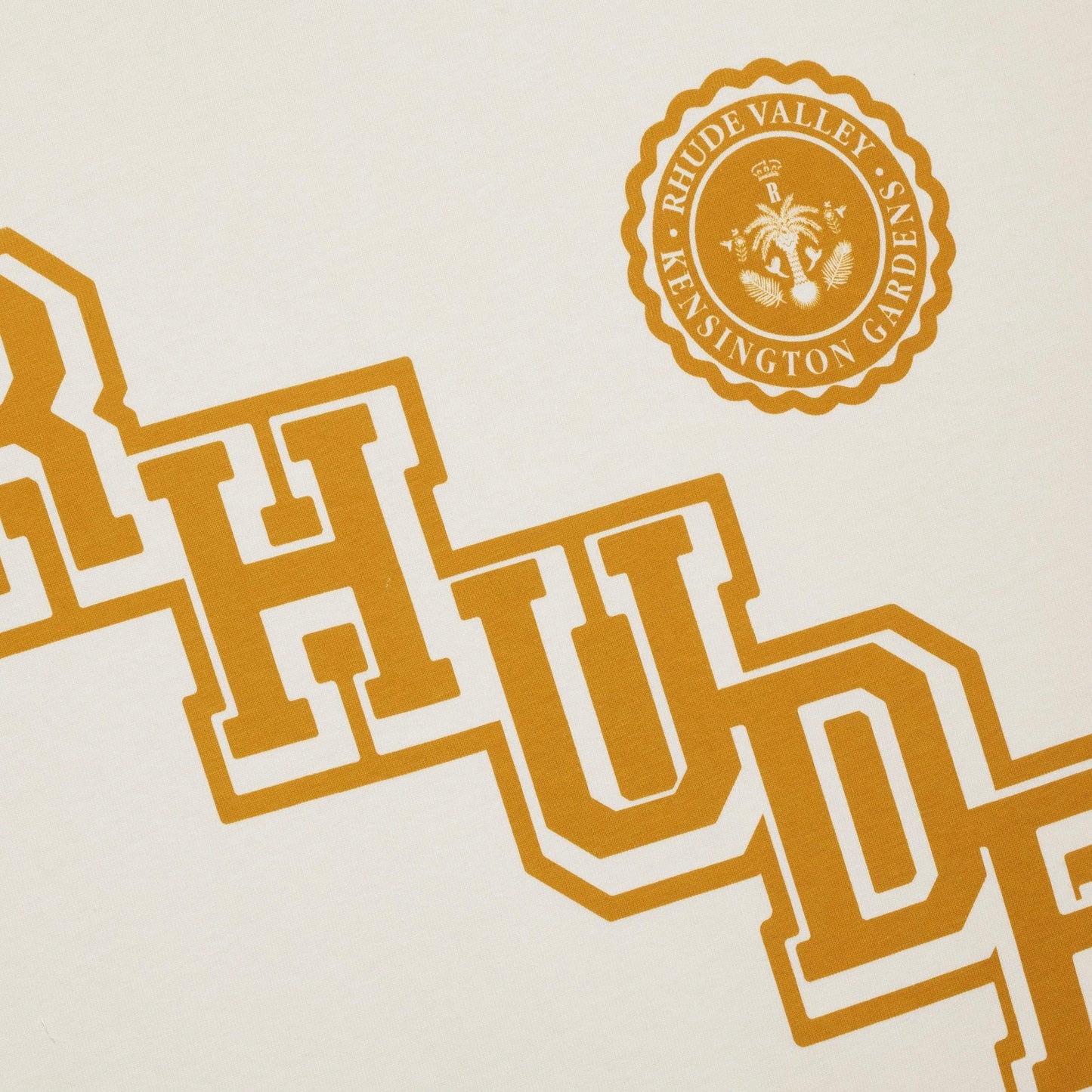 Rhude Vintage White Yellow Collegiate Crest T-Shirt