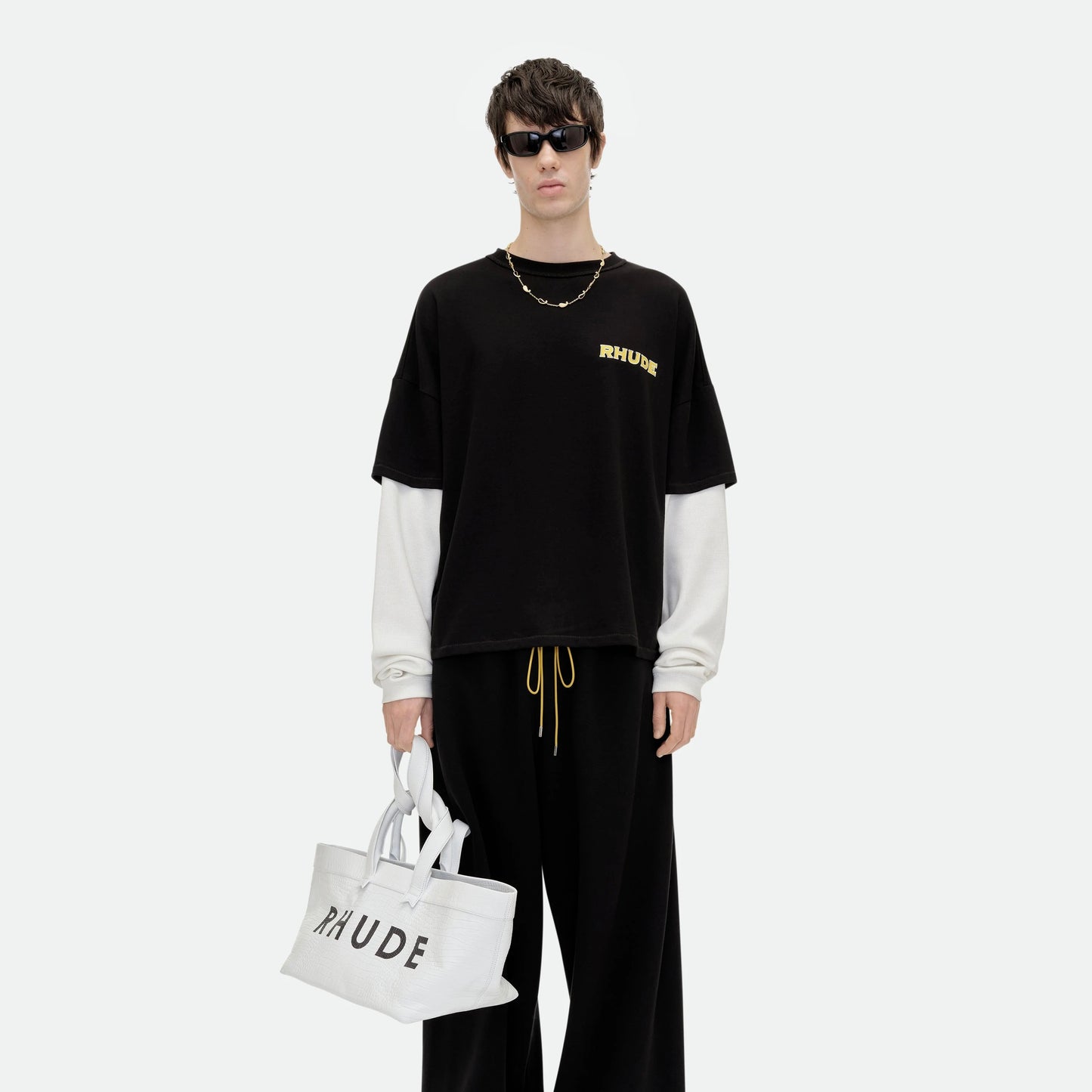 Rhude Vintage Black Steel Double-Layered Long Sleeve