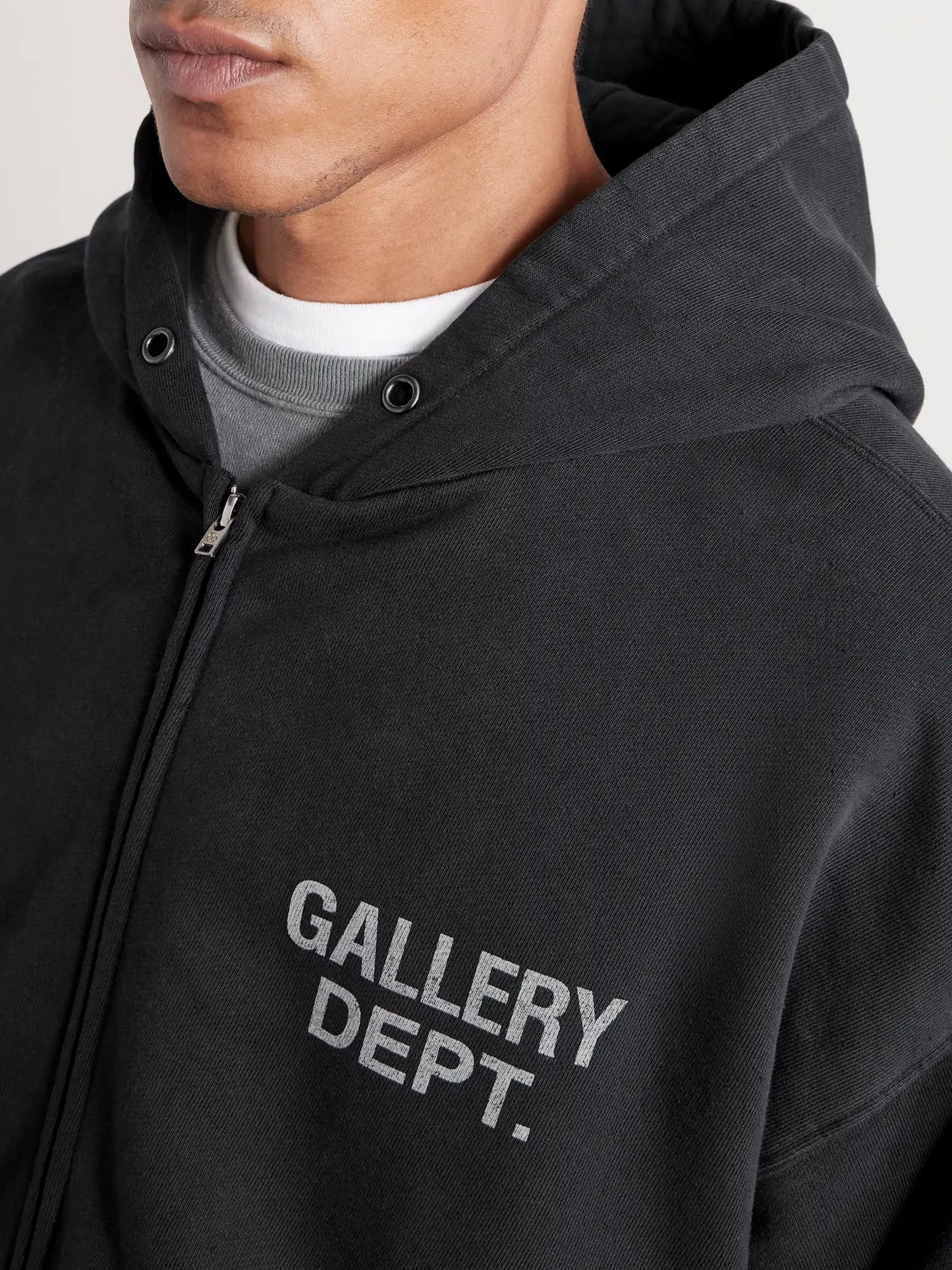 Gallery Dept Black 90s Logo Zip Hoodie
