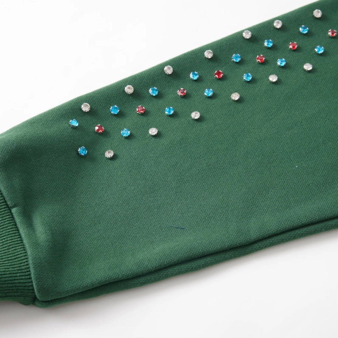 AZVA Green Hidden Crystal Zip Hoodie