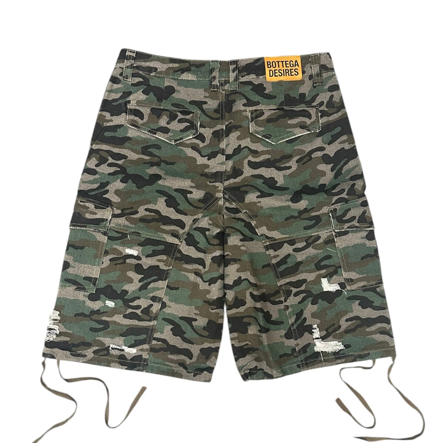 Bottega Desires Camo Cargo Shorts