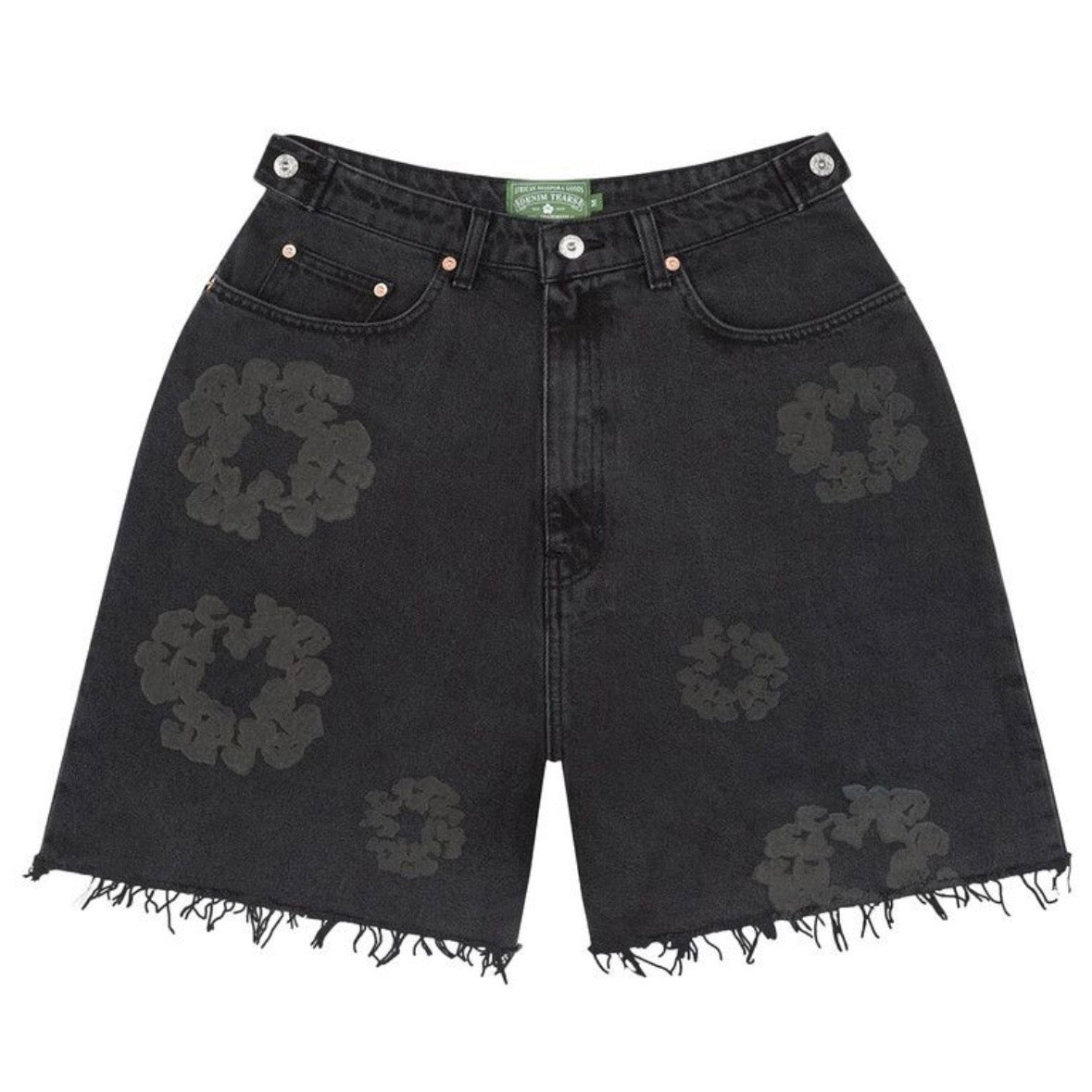 Denim Tears Black Mono Cotton Wreath Denim Shorts
