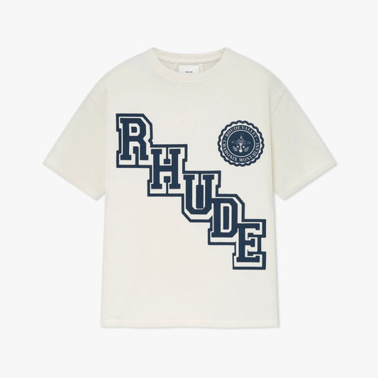 Rhude Vintage White Collegiate Crest T-Shirt