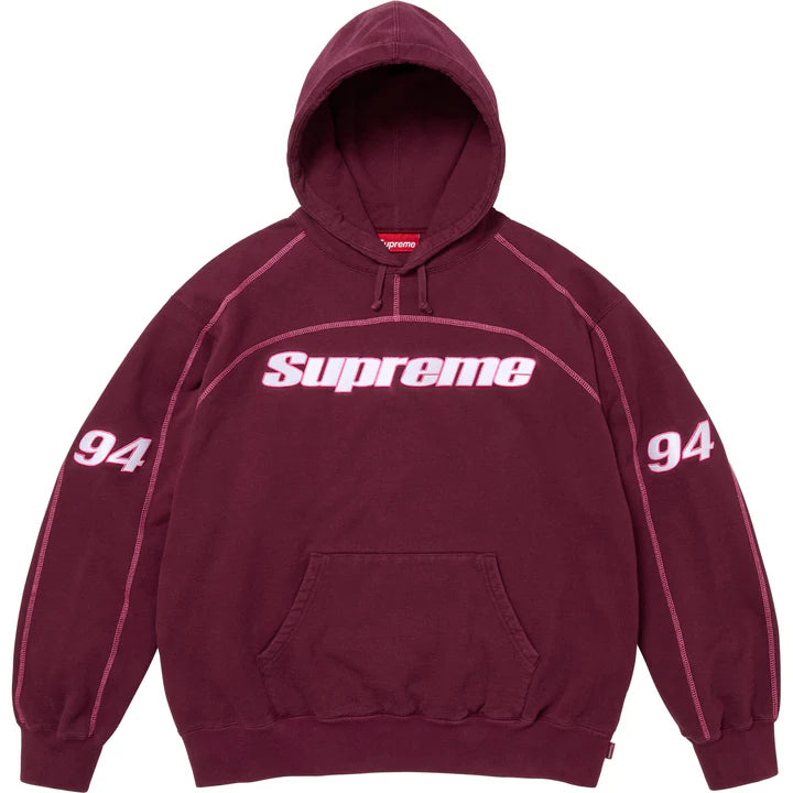 Supreme Burgandy Overlock Hoodie