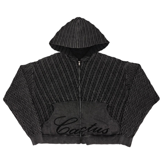 AZVA Grey Chain Knit Zip Hoodie