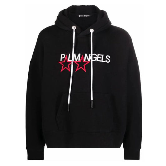 Palm Angels Black Red Racing Star Hoodie Front View