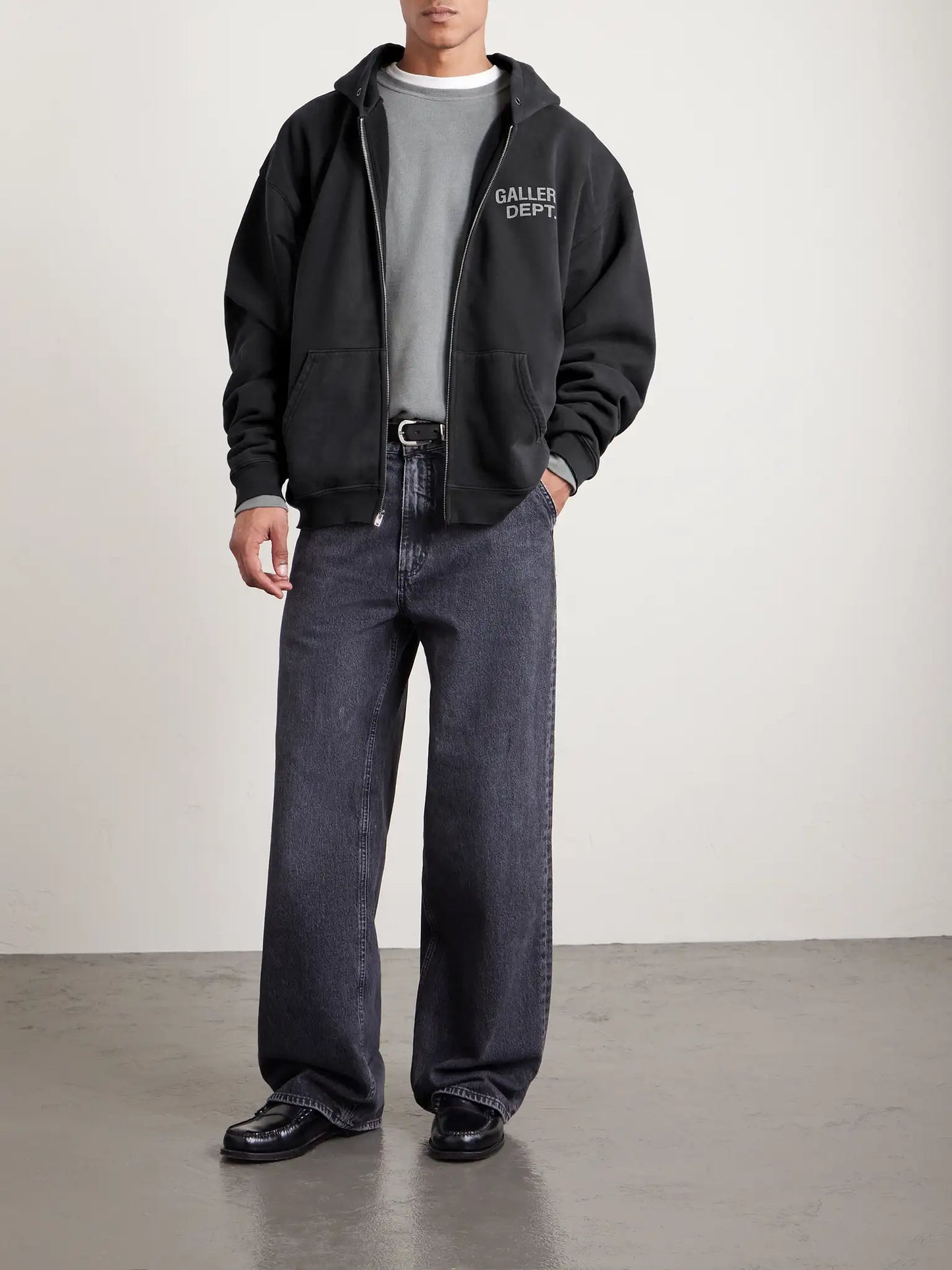 Gallery Dept Black 90s Logo Zip Hoodie