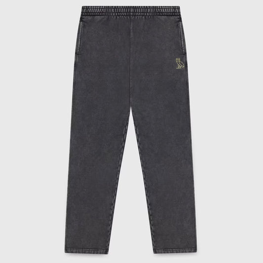 OVO Washed Black Straight Leg Sweatpants Front View