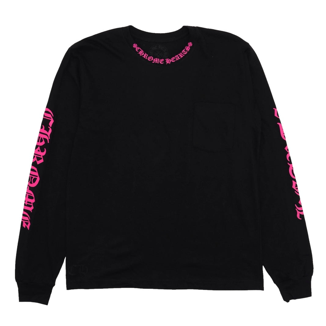 Chrome Hearts Black Pink Neck Logo Pocket Long Sleeve