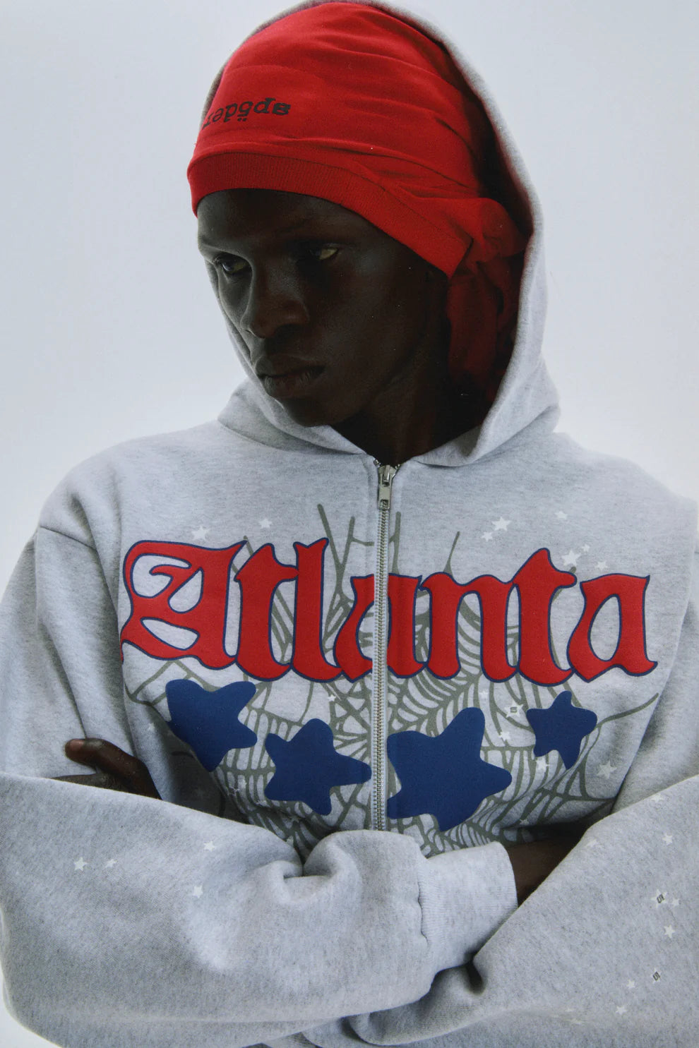 Sp5der Heather Grey Atlanta Zip Hoodie