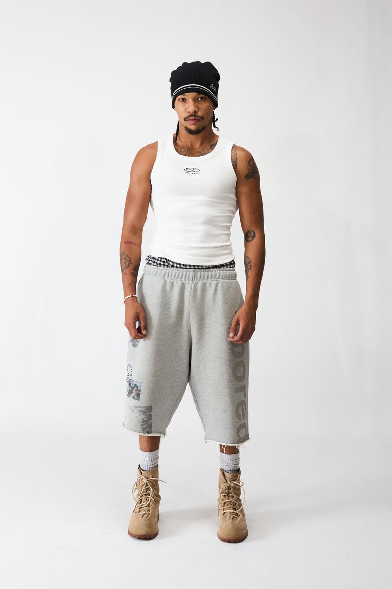 Boredom Kills Grey 3/4 Sweat Shorts