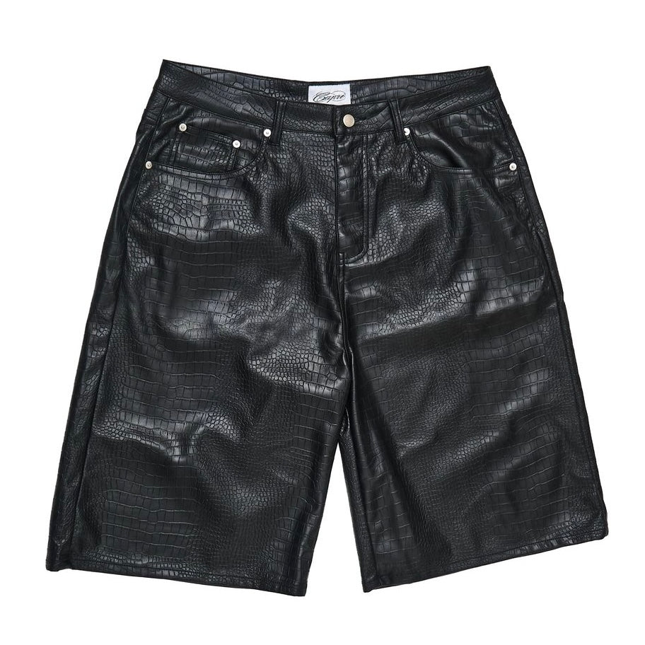 Project Capri Black Croc Leather Shorts
