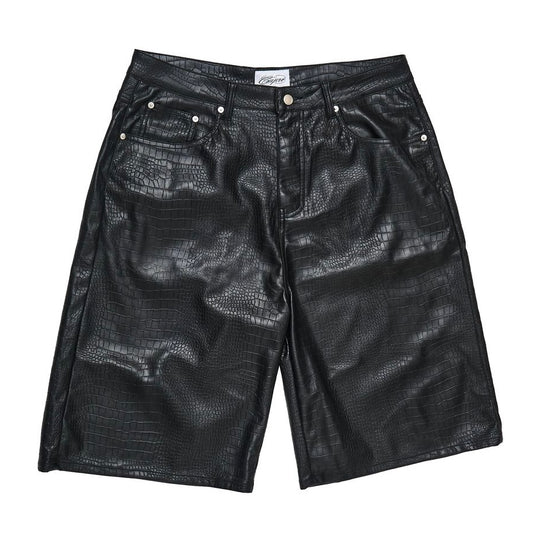 Project Capri Black Croc Leather Shorts