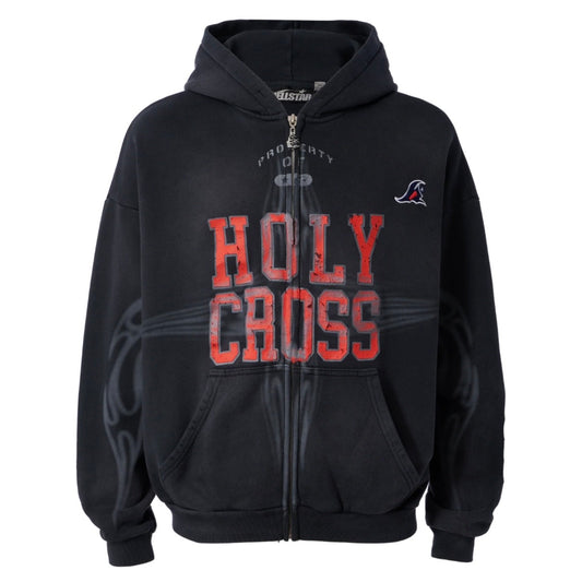 Hellstar Black Holy Cross Zip Hoodie
