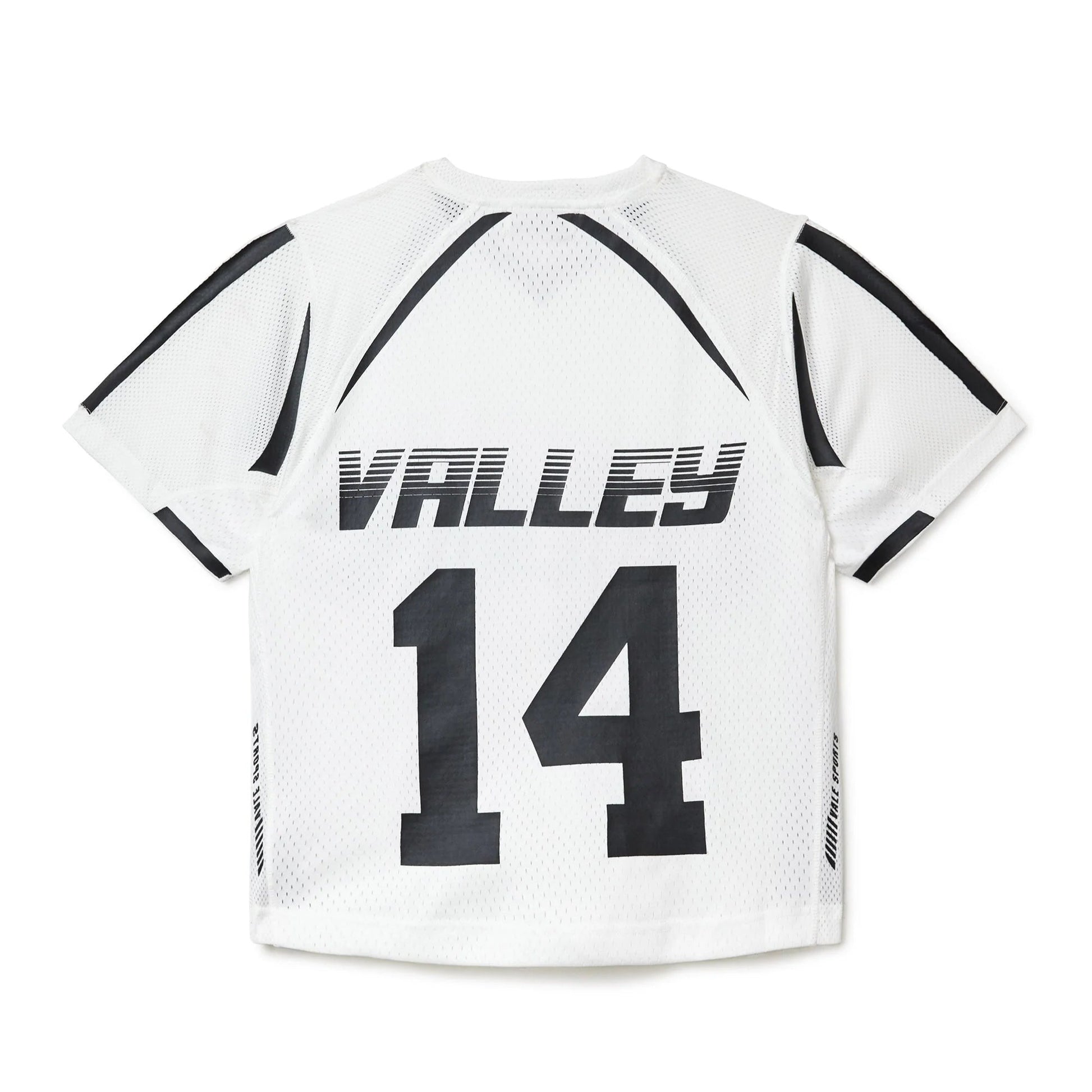 White sports jersey with 'VALLEY' and number '14' on a white background