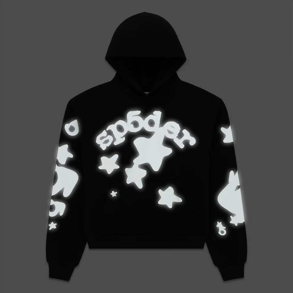 Sp5der Black Reflective Beluga Hoodie