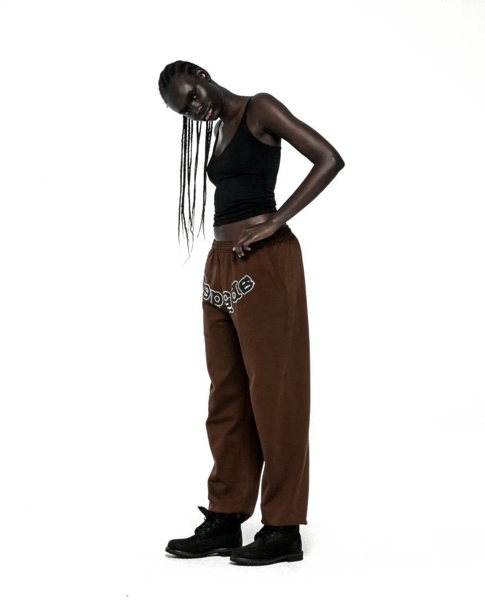 Sp5der Brown Rhinestone OG Web Sweatpants