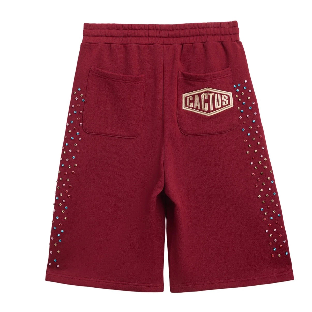 AZVA Maroon Crystal Cactus Shorts