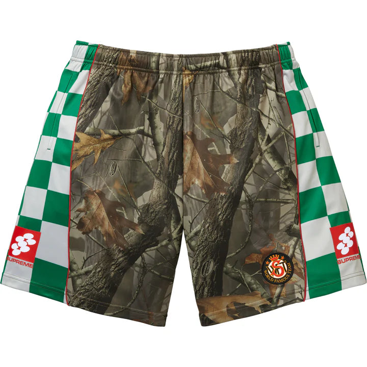 Supreme Green Camo Checkerboard Soccer Shorts