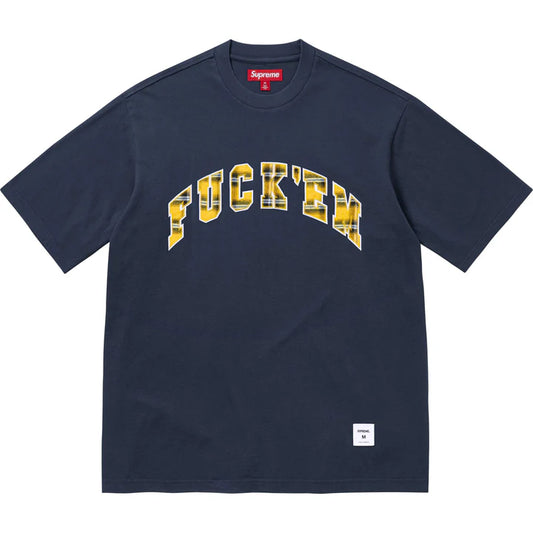 Supreme Navy Fuck Em Plaid T-Shirt