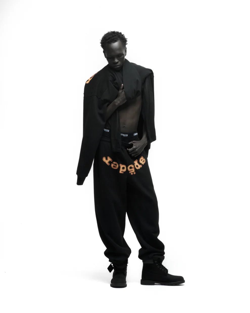 Sp5der Black Orange OG Web V2 Sweatpants