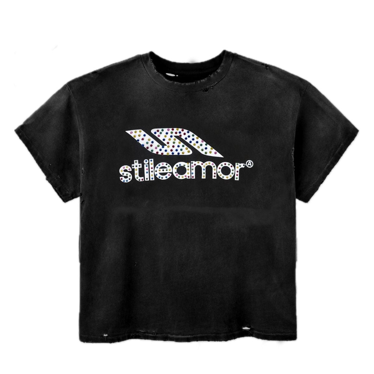 Stile De Amor Black Colorato Rhinestone T-Shirt