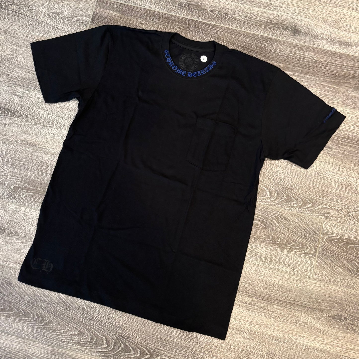 Chrome Hearts Black Blue Neck Collar Logo T-Shirt