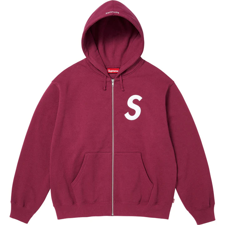 Supreme Raspberry S Logo Zip Hoodie