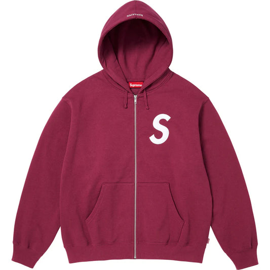 Supreme Raspberry S Logo Zip Hoodie