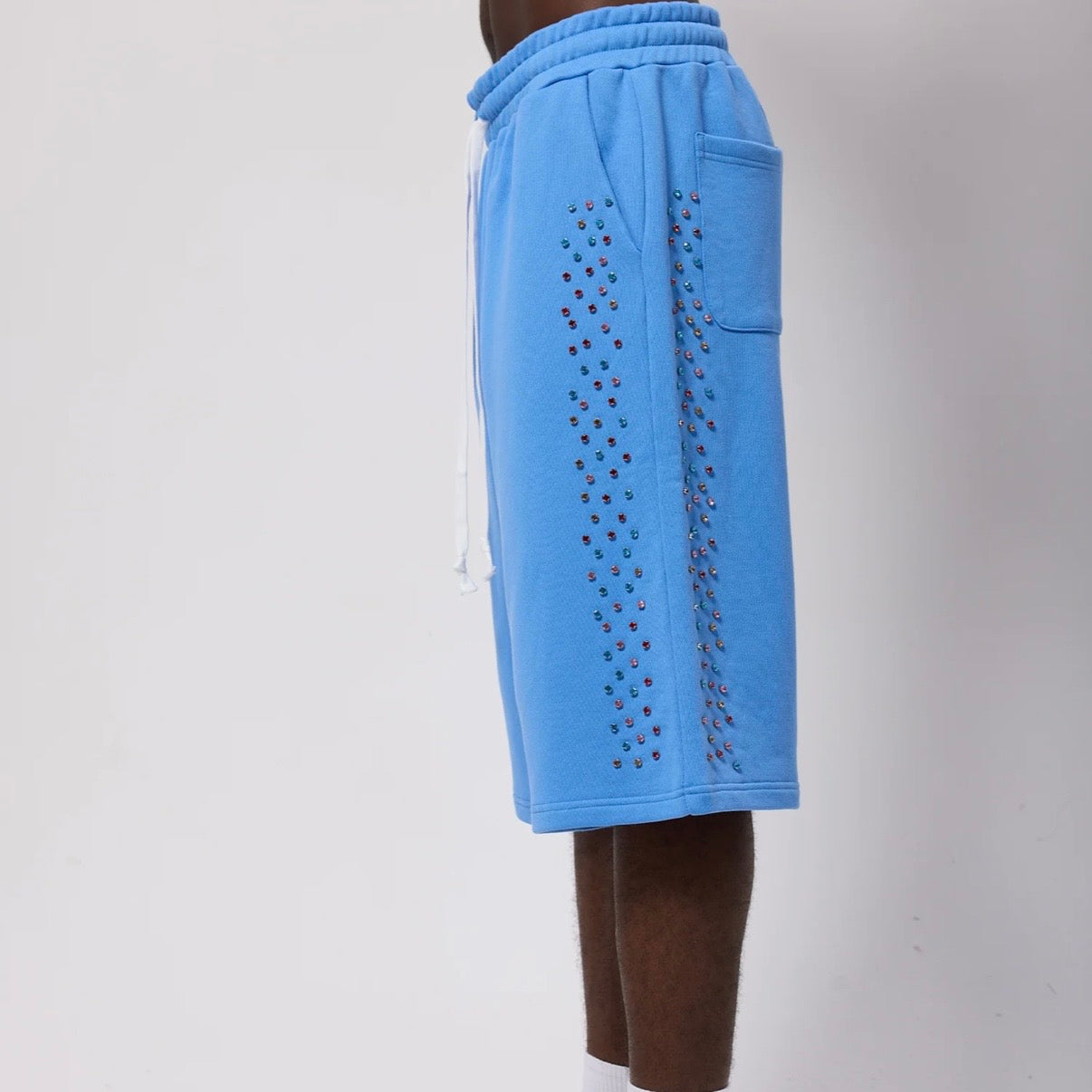 AZVA Baby Blue Crystal Cactus Shorts