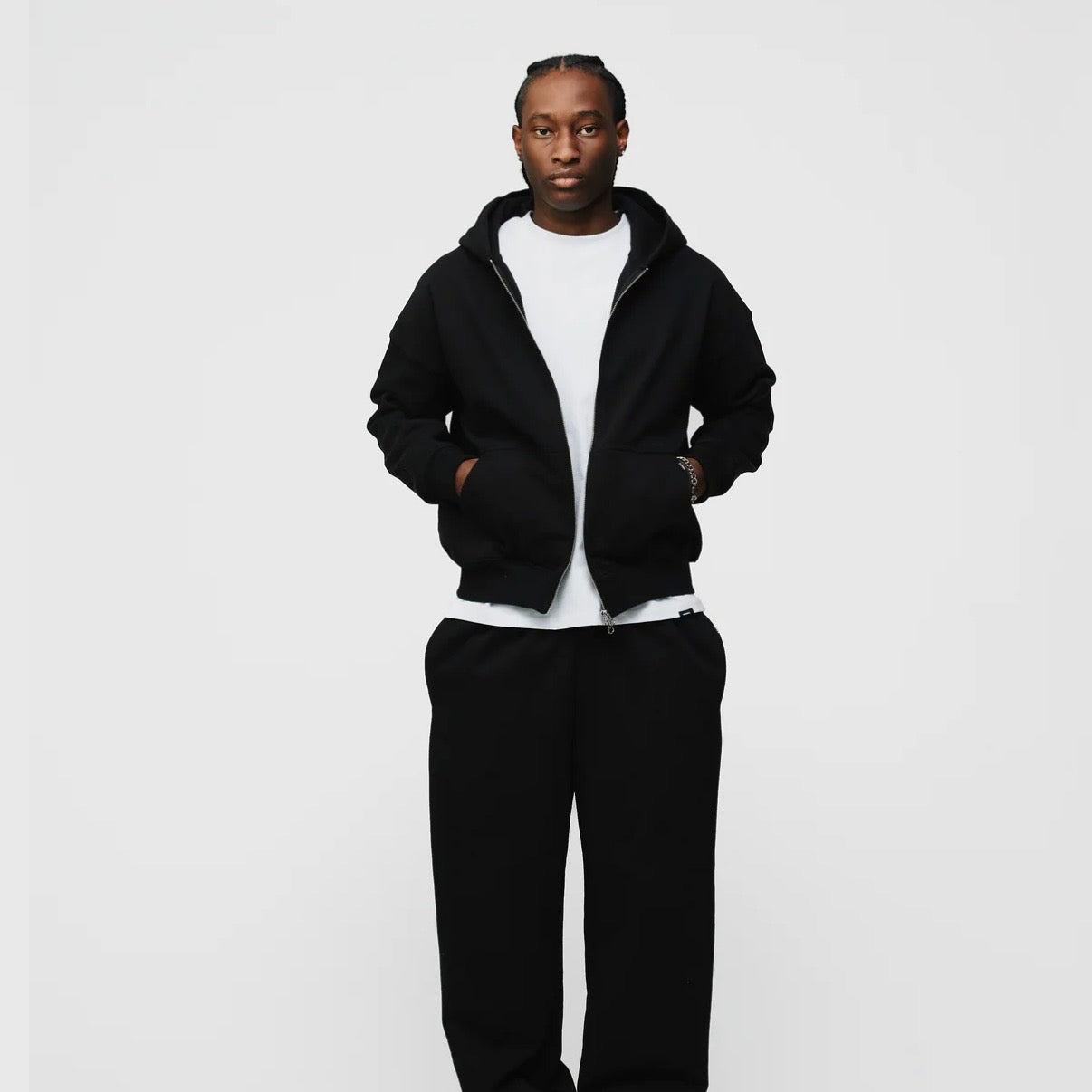Hours Black Blank Zip Hoodie