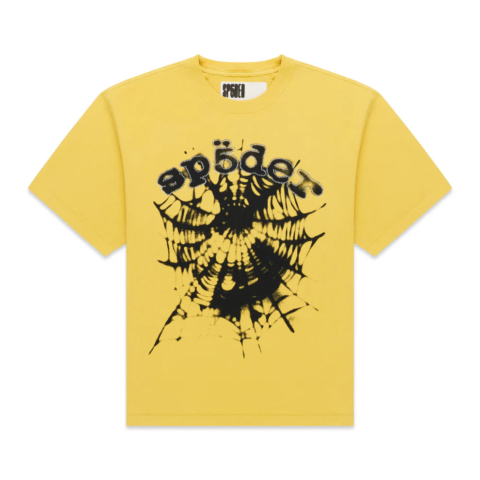 Sp5der Yellow Scattered OG Web V2 T-Shirt