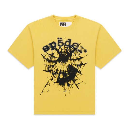 Sp5der Yellow Scattered OG Web V2 T-Shirt