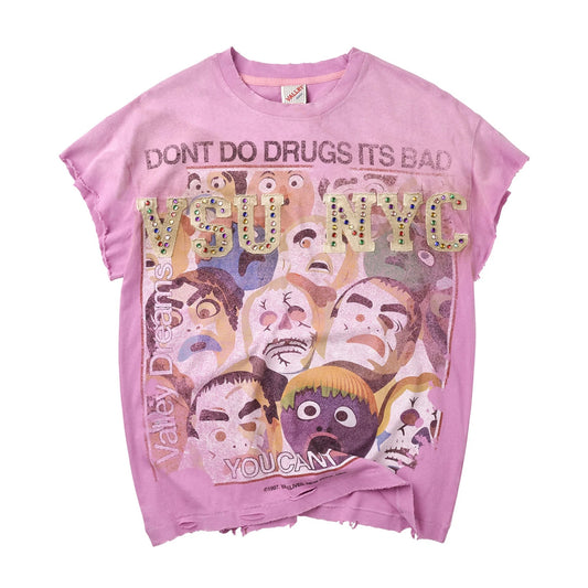Vale Pink No Drugs Tank Sleeveless