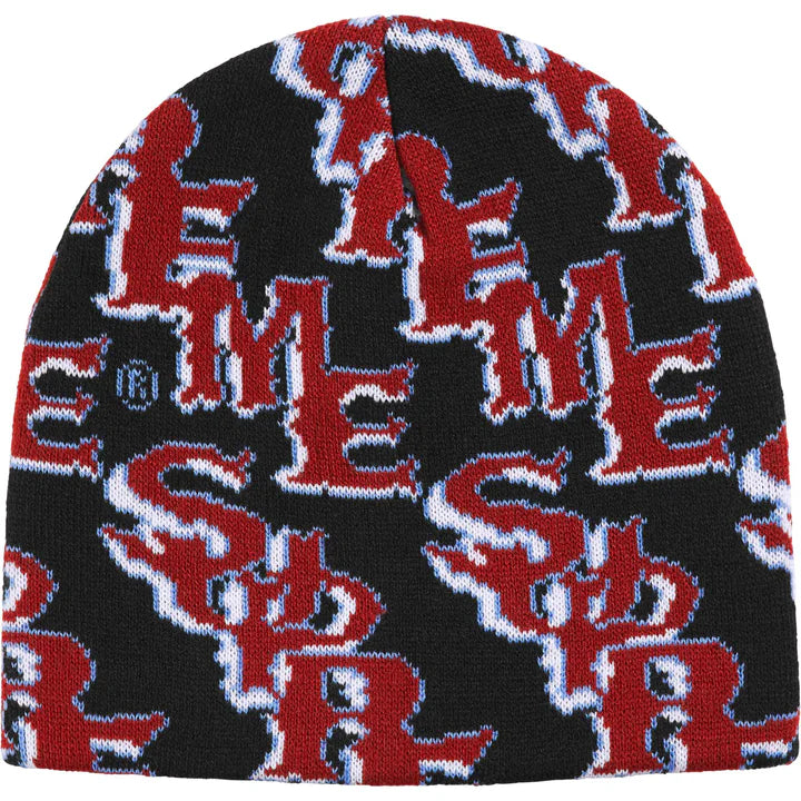 Supreme Black Slanted Gothic Outline Beanie