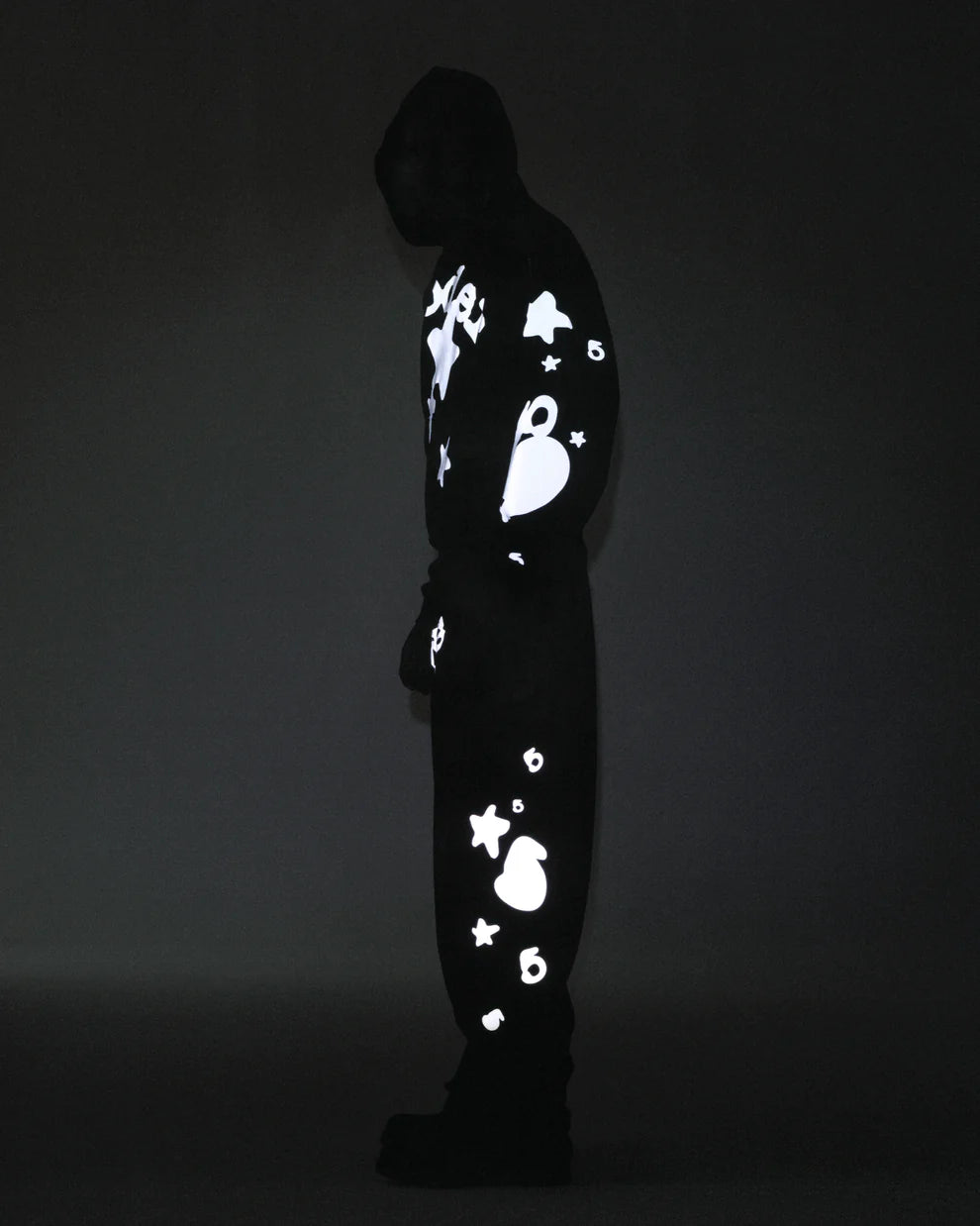 Sp5der Black Reflective Beluga Hoodie
