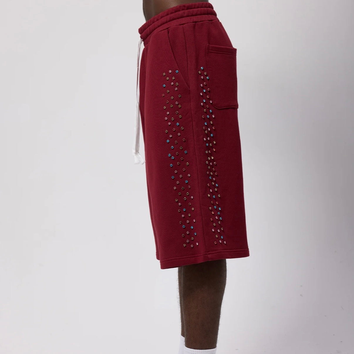 AZVA Maroon Crystal Cactus Shorts