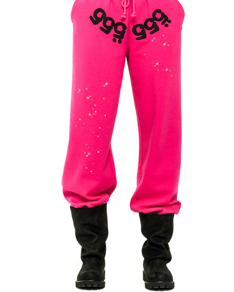 Sp5der Pink Black Angel Number Sweatpants