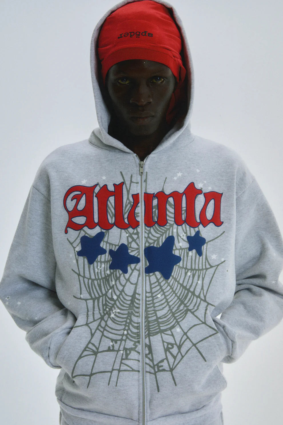 Sp5der Heather Grey Atlanta Zip Hoodie