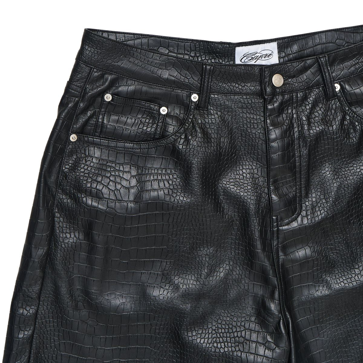 Project Capri Black Croc Leather Shorts