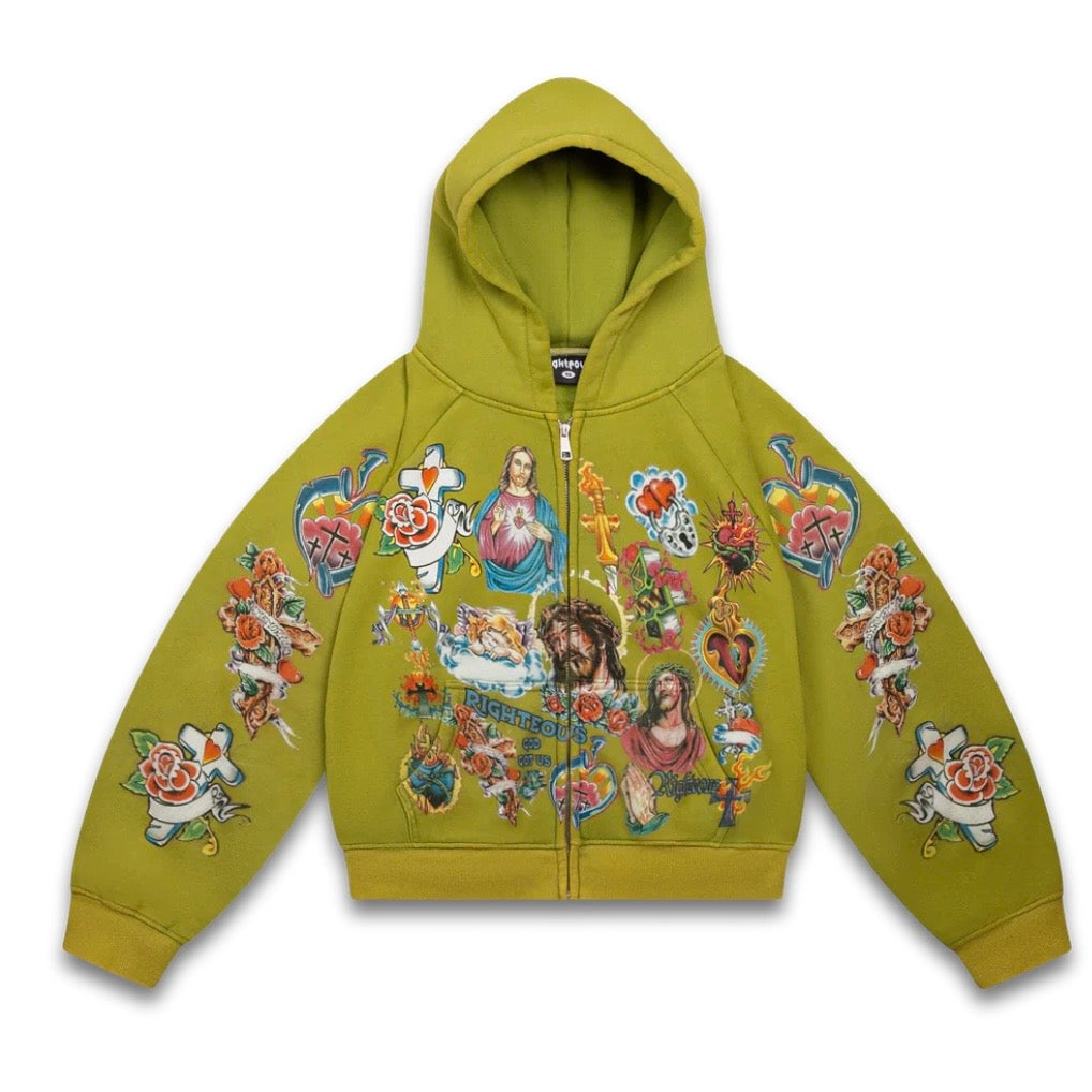 We Are Righteous Moss Risen King Zip Hoodie